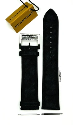 Nueva correa de repuesto Burberry BU9362 negra/gris con hebilla 22 mm Foto 1 de 4