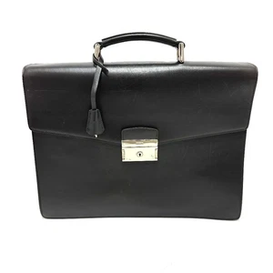 PRADA VR0006 briefcase bag Business bag Leather Black/Metal fittingsSilver - Foto 1 di 15