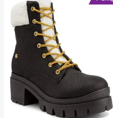 Bota de Combate Gruesa Juicy Couture Para Mujer JC Ceress Cremallera Lateral Negra Talla 8.5 Foto 1 de 4