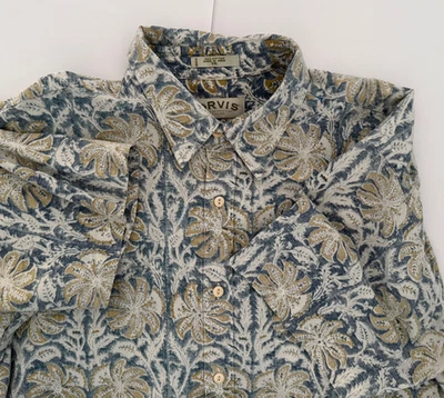 Orvis Blue Tan Hawaiian Shirt Men's XXL button 100% cotton  short sleeves - Image 1 of 4