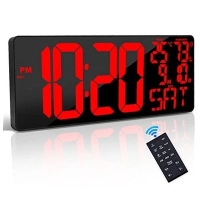 [Oversized] 18" Large Digital Wall Clock with Remote Control, Basic Model (Red) - Image 1 of 4