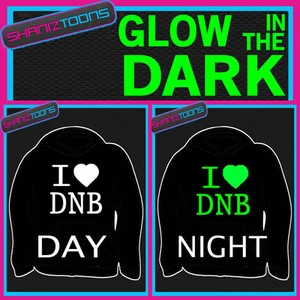 LOVE DNB DRUM N BASS MUSIC ADULTS & CHILDRENS GLOW IN THE DARK HOODIE HOODY GIFT - Picture 1 of 1