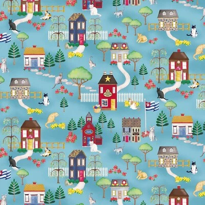 Tecido Feline Drive KITTY CITY Scenic Blue Benartex - Vendido por jarda - Imagem 1 de 4