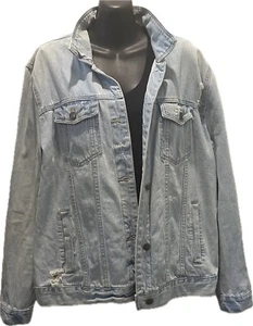 Dotti Size M / L Denim Jacket Blue Distressed Bomber Pockets Cotton - Picture 1 of 12