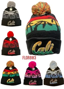 Cali Embroided Logo Cuffed Beanie Pom Skull Cap Strick Wintermütze - Bild 1 von 30