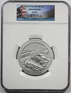 2014-P Shenandoah Virginia Silver 5oz 25C SP 69 NGC America the Beautiful ATB - Picture 1 of 4