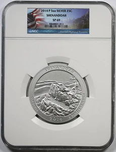 2014-P Shenandoah Virginia Silver 5oz 25C SP 69 NGC America the Beautiful ATB - Picture 1 of 4