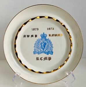 Vintage 1873-1973 RCMP Plate/Ashtray HYCROFT China Medicine Hat AB 22K Gold