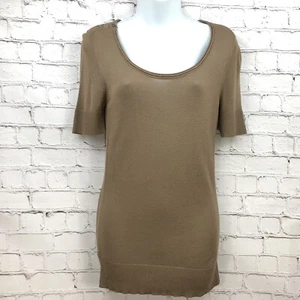 ANN TAYLOR LOFT Talla Pequeña Mujer Mangas Cortas Marrón Suéter Rayón Prenda para el torso de Seda - Imagen 1 de 11