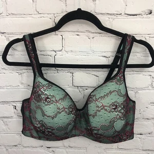 Cacique Bra Womens 42D Balconette Underwired Floral Lace Green - Picture 1 of 12