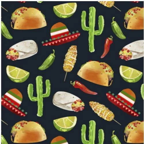 David Textiles Food Fiesta 100 Cotton Fabric 1 Yard Crafts Tacos 36x44 Inches
