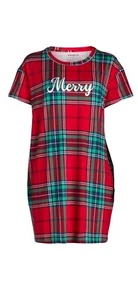 Joyspun Women L-XL Short Sleeve Sleep Shirt Color Red Plaid "Merry" NEW - Imagen 1 de 2