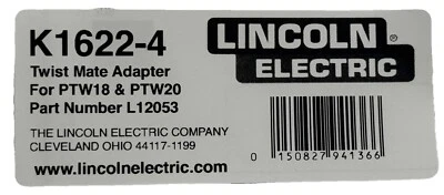 Kit adaptador antorcha Lincoln Electric K1622-4 Twist Mate TIG PTW-18/PTW-20 Foto 1 de 4