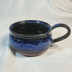 Redware pottery Mug Cup Black Blue Red Glazing No Chips No Cracks No Crazing - Picture 1 of 4