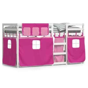 Bunk Bed with Curtains Pink 90x190 cm Solid Wood Pine vidaXL - Picture 1 of 12