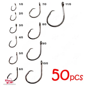 Lote de 50 piezas Fish WOW!® Pesca 4x Fuerte Gancho Circular Agua Salada Negro Níquel - Imagen 1 de 13