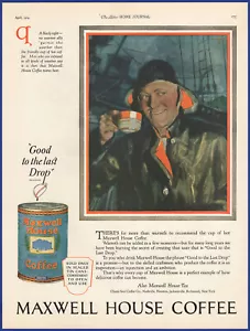 Vintage 1924 MAXWELL HOUSE Coffee Fisherman Art Décor 1920's Print Ad - Picture 1 of 1