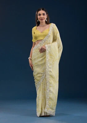 Bollywood Style Sari With Blouse Fancy Indian Women's Designer Wedding Party - Image 1 of 3