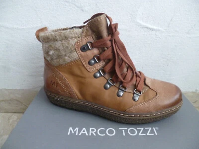 Marco Tozzi Lace-up Boots Ankle Boots Leather Brown 26216 NEW - Image 1 of 4