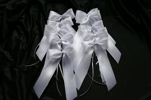 Autoschleife Antennenschleifen Schleife Auto weiß Satin Hochzeit 40 mm Band - Bild 1 von 5