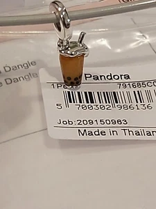 Auténtico dije colgante de té burbuja de cristal de Murano de plata esterlina Pandora 791685C01 - Imagen 1 de 14