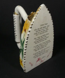 Vintage Ceramic Iron with Kitchen Prayer Hand Painted Gold Gilt Signed - Picture 1 of 8