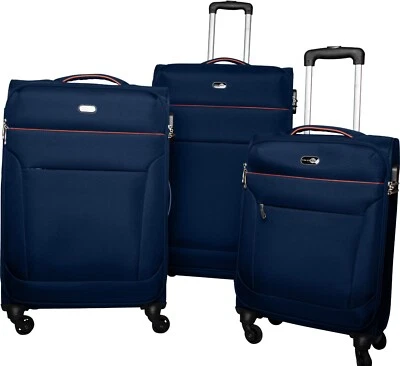 Travel Pal Reise Weich Gepäck Koffer Trolley 3er- Set TORONTO Blau Vorführmodell - Bild 1 von 4