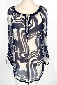 Milly Cabana womens size S combo 100% silk Tunic Coverup Split Neck Beach blouse - Picture 1 of 10