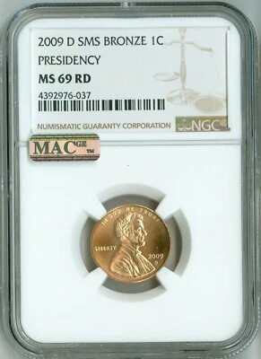 2009 D LINCOLN CENT NGC MS69 RD SMS PRESIDENCY PENNY RED TOP POP BEAUTY SPOTLESS - Image 1 of 4