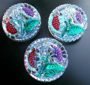 3 Czech Crystal Glass Buttons #P002 - 27 mm or 1" - WOW!!! - Picture 1 of 2