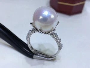 nuevo anillo de perlas mar sur natural 11-10 mm 925S se puede ajustar - Imagen 1 de 3