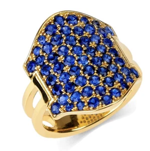 REIGN 18K GELBGOLD 2,71 CTW BLAUER SAPHIR SCHILD RINGGRÖSSE 7 1/4 EINZELHANDEL 1950 $ - Bild 1 von 12
