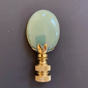 Green Adventurine Oval Lamp Finial G49 2.5”H 1/4” Standard - Picture 1 of 7