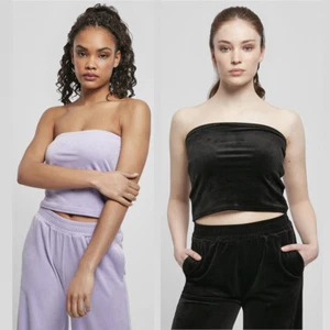 Urban Classics Ladies Breve Velvet Tubo Top Maglia Slim-Fit Stretch-Samt Tomaie - Picture 1 of 15