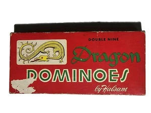 Double Nine Vintage Dragon Doominoes By Halsam, 55 Piece, Set No. 920, Made USA - Picture 1 of 4