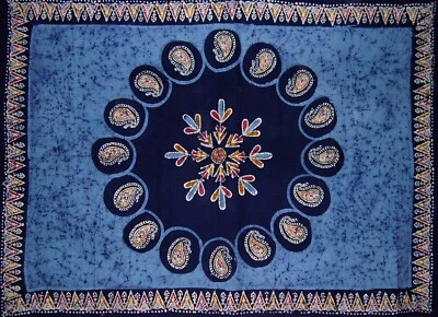 Batik Tapestry Cotton Spread 106" x 70" Twin Blue - Image 1 of 2