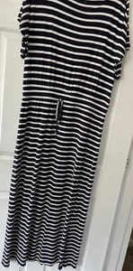 Next Beachwear Navy & White Stripe Maxi Dress Size 16 - Picture 1 of 7