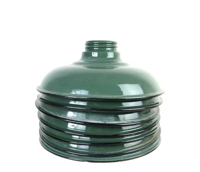 Lot of 7 Vtg 7 12" Porcelain Enamel Green Industrial Light Shades 2.75" Fitter - Image 1 of 4