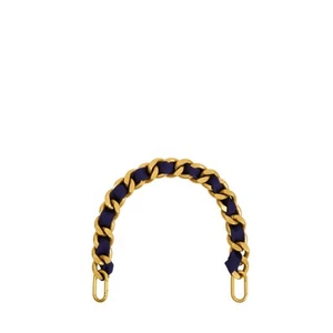 CLARE V. Shortie Strap in Navy Grosgrain Curb Chain - Picture 1 of 8