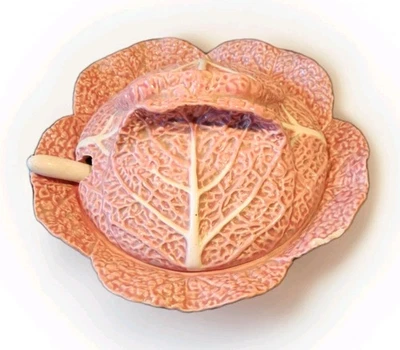 Vintage Bordello Pinheiro Pink Cabbage Tureen Rare Portugal One Chip - Image 1 of 4
