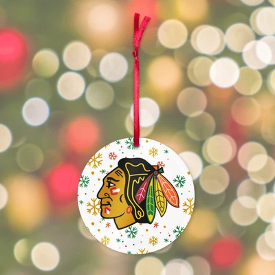 Chicago Blackhawks Christmas Acrylic Ornament Set of 4 Ornaments In Gift Box - Image 1 of 3
