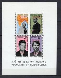 Cameroun Topic India GANDHI + KENNEDY + MARTIN LUTHER S/S Red Overprint MLH $300 - Picture 1 of 2