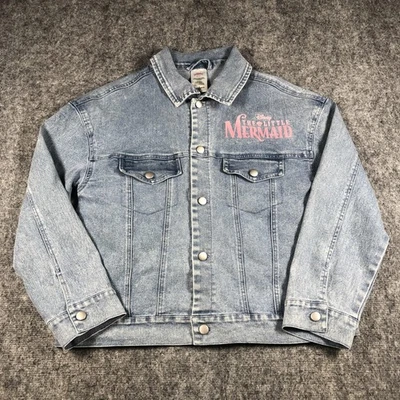 Jaqueta jeans feminina Disney The Little Mermaid XL azul denim caminhoneiro Ariel gráfica - Imagem 1 de 4