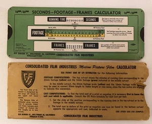 Motion Picture 1950's Film Calculator Slide Rule Consolidated Film Industries - Picture 1 of 12