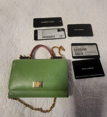 NWT Dolce Gabbana Beautiful Sicily Von Bag Mini Bag Green Mauve Burgundy Italy  - Image 1 of 4