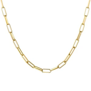 14K Gold Plated Oval Link Chain Necklaces for Women Dainty Paperclip Necklace... - Picture 1 of 6