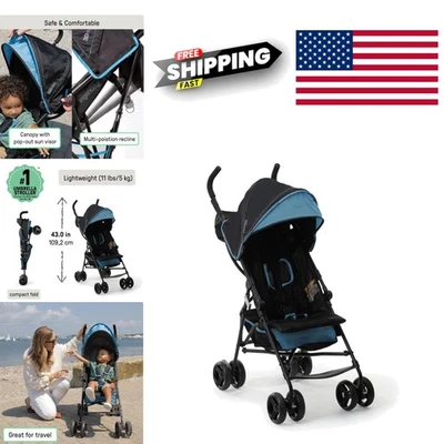 Mini carrinho de viagem leve Easy Fold 3D com dossel azul - Imagem 1 de 4