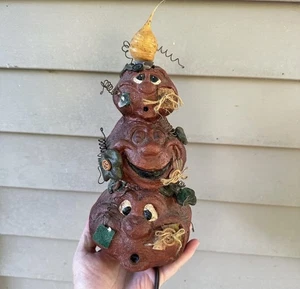 Primitive Halloween pumpkin Stack electric candle light Vickie Jeans Creations - Picture 1 of 5