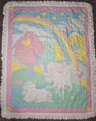 Manta Edredón Bebé Fantasía Mágica Unicornio Pastel Vintage Arco Iris Caballo Unisex Foto 1 de 4