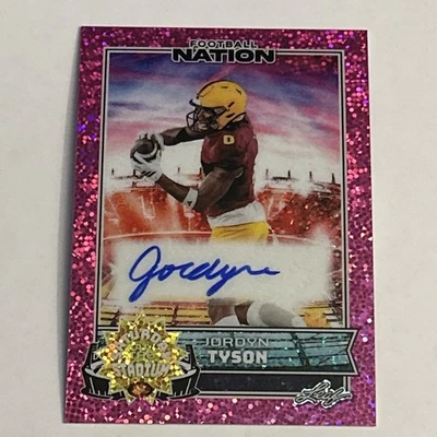 Autógrafo Jordyn Tyson 1/1 Pink Sparkles 2025 Leaf Football Nation # SA-JT1  Foto 1 de 2